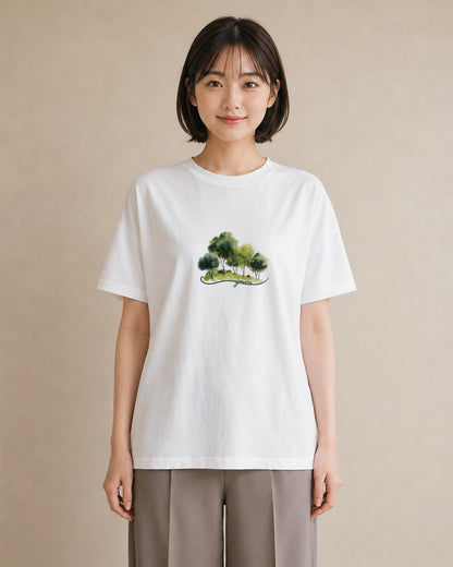 半袖Tシャツ レディース 木 植物 ボタニカル イラスト ゆるかわ 週末コーデ 敬老の日 白T YMAZO