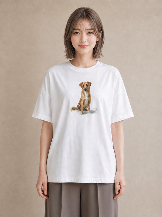 Tシャツ レディース 犬好き 犬 いぬ イラスト ゆるコーデ 送別ギフト 通勤 白T YMAZO