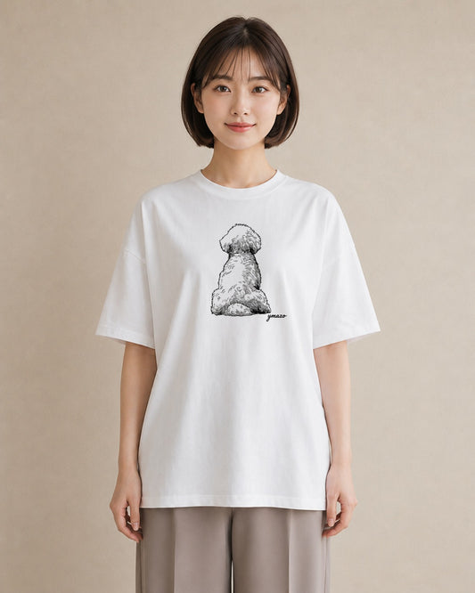 プリントTシャツ レディース ビションフリーゼ 犬 いぬ イラスト 水彩風 カジュアルコーデ 買い物 白T