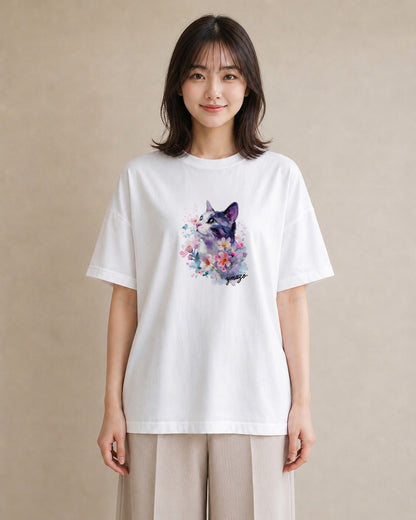 グラフィックTシャツ レディース アメリカンショートヘア 猫 ねこ イラスト 韓国風 春コーデ 姉妹 白T YMAZO