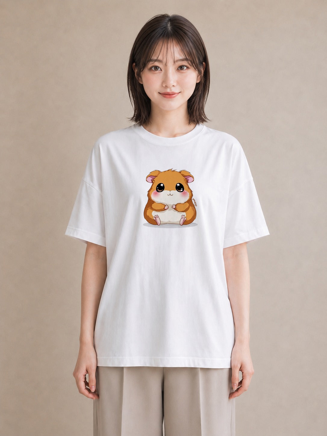 Tシャツ レディース ロボロフスキー ペット 動物 イラスト ゆるかわ デイリーウェア 休日 白T YMAZO