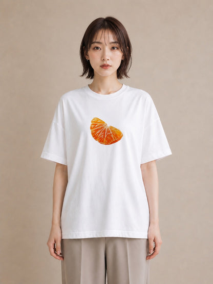 Tシャツ レディース みかん 食べ物 フード イラスト ゆるコーデ ママ カフェ服 白T YMAZO