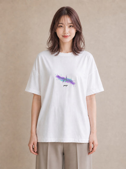 グラフィックTシャツ レディース 水瓶座 星空 宇宙 イラスト ボタニカル 海 カフェ巡り 白T YMAZO