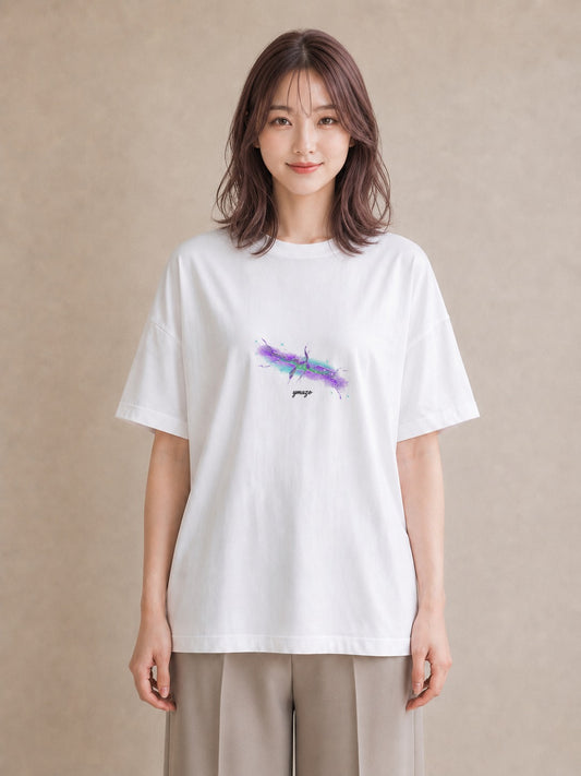 グラフィックTシャツ レディース 水瓶座 星空 宇宙 イラスト ボタニカル 海 カフェ巡り 白T YMAZO