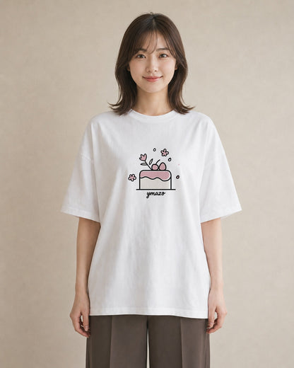 半袖Tシャツ レディース スイーツ お菓子 デザート イラスト きれいめカジュアル ミセス 春コーデ 白T YMAZO