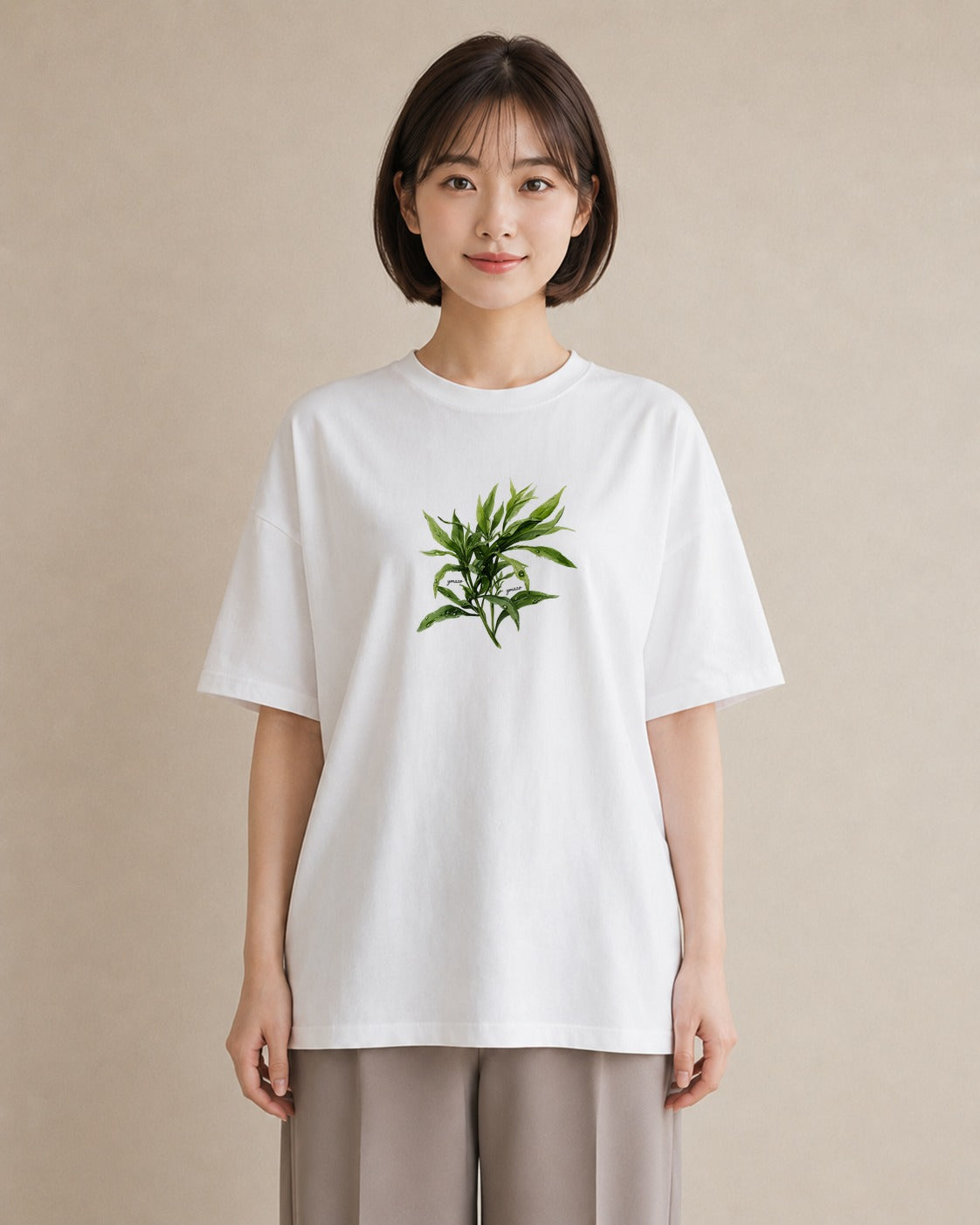 プリントTシャツ レディース ハーブティー 食べ物 フード イラスト ユニーク ママ カフェ服 白T YMAZO