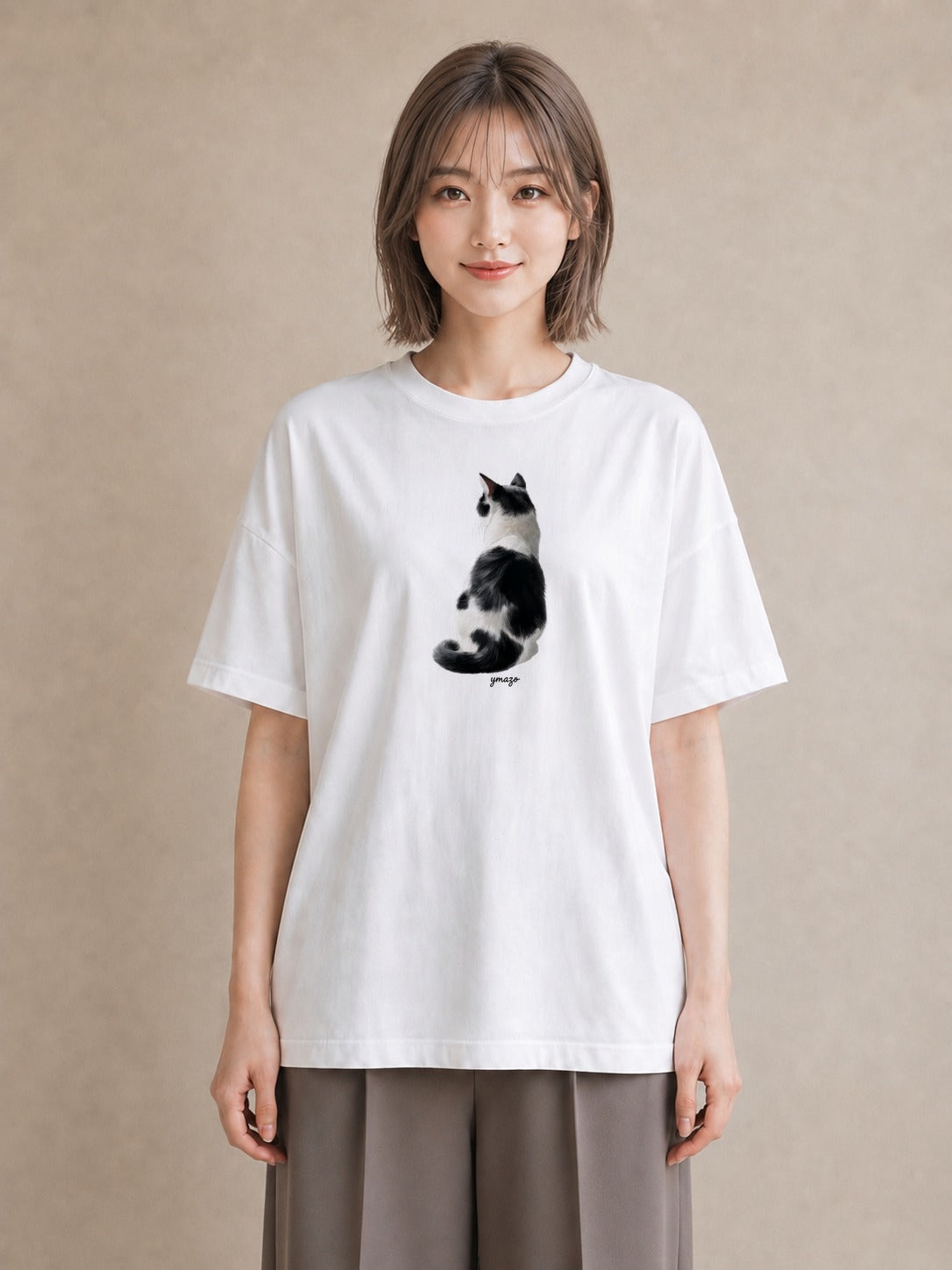 半袖Tシャツ レディース ラグドール 猫 ねこ イラスト ラフ 秋コーデ おしゃれギフト 白T YMAZO