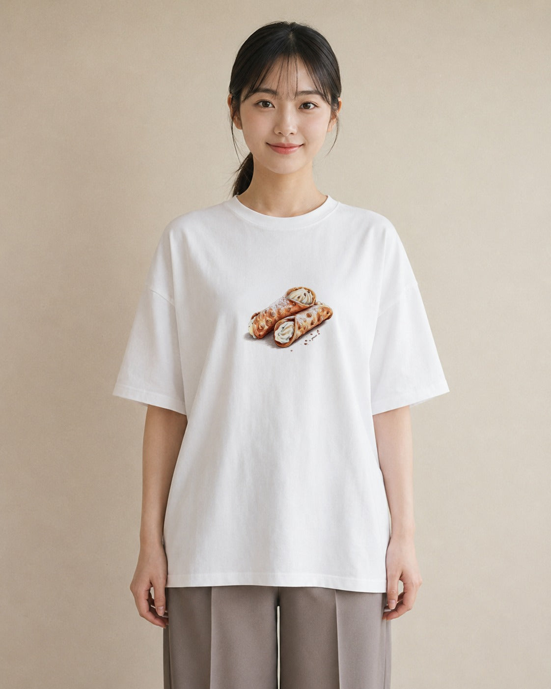 グラフィックTシャツ レディース どら焼き 食べ物 フード イラスト 北欧風 おしゃれギフト 社会人 白T YMAZO
