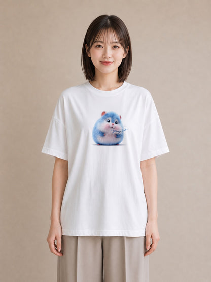 デザインTシャツ レディース ロボロフスキー ペット 動物 イラスト ヴィンテージ風 カジュアルコーデ 買い物 白T YMAZO