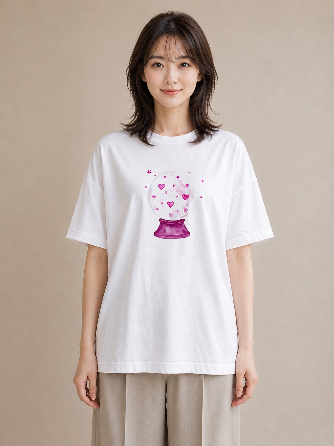 Tシャツ レディース 水瓶座 星空 宇宙 イラスト ガーリー デイリーウェア 休日 白T YMAZO