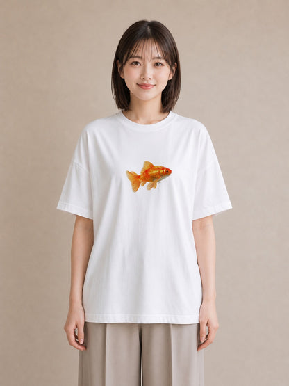 グラフィックTシャツ レディース らんちゅう ペット 動物 イラスト アート風 週末コーデ 敬老の日 白T YMAZO