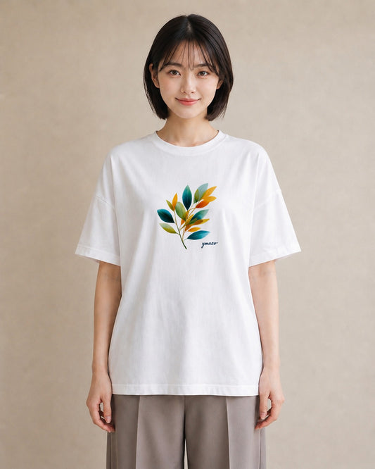 半袖Tシャツ レディース ボタニカル 植物 イラスト 個性的 ホワイトデー 春服 白T YMAZO