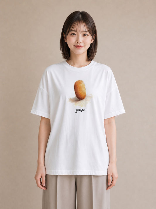 グラフィックTシャツ レディース パン 食べ物 フード イラスト シンプル ビーチ デイリーウェア 白T YMAZO