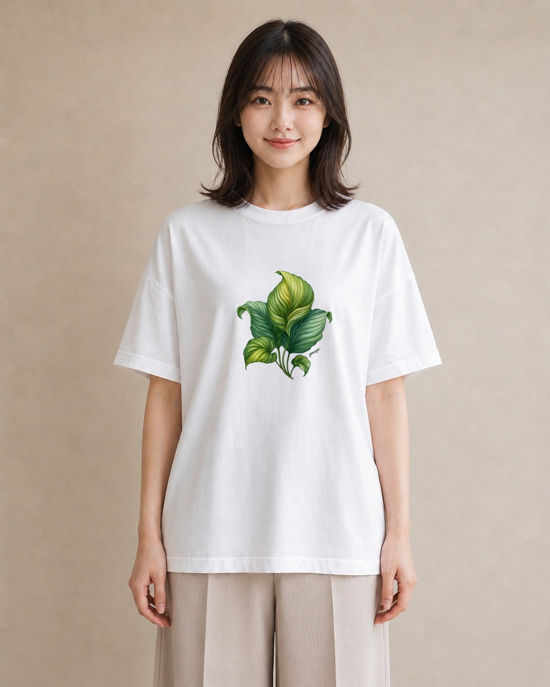 プリントTシャツ レディース 観葉植物 植物 ボタニカル イラスト カフェコーデ カフェ服 クリスマス 白T YMAZO