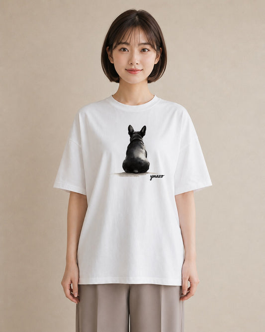 半袖Tシャツ レディース フレンチブルドッグ フレブル 犬 いぬ イラスト 可愛い 誕生日プレゼント 綿100 白T