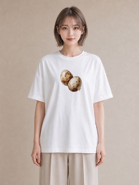 グラフィックTシャツ レディース たまご 食べ物 フード イラスト ガーリー 女性向けギフト 散歩 白T YMAZO