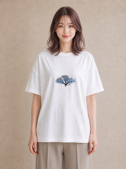Tシャツ レディース 雨上がりのベンチ ベンチ ナチュラル アンティーク イラスト 手描き風 クリスマス 旅行 白T YMAZO