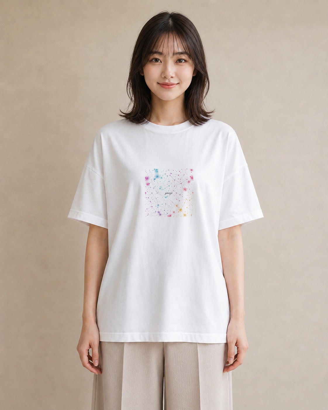デザインTシャツ レディース 牡羊座 星空 宇宙 イラスト 敬老の日 ホワイトデー 白T YMAZO
