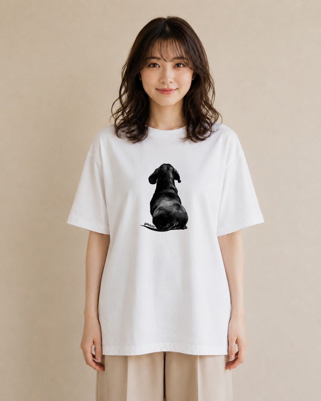グラフィックTシャツ レディース 子犬 犬 いぬ イラスト 韓国風 姉妹 送別ギフト 白T YMAZO