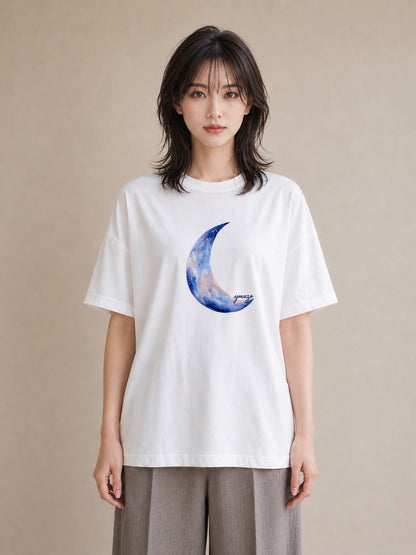 半袖Tシャツ レディース 水瓶座 星空 宇宙 イラスト シンプル 部屋着 女性向けギフト 白T YMAZO
