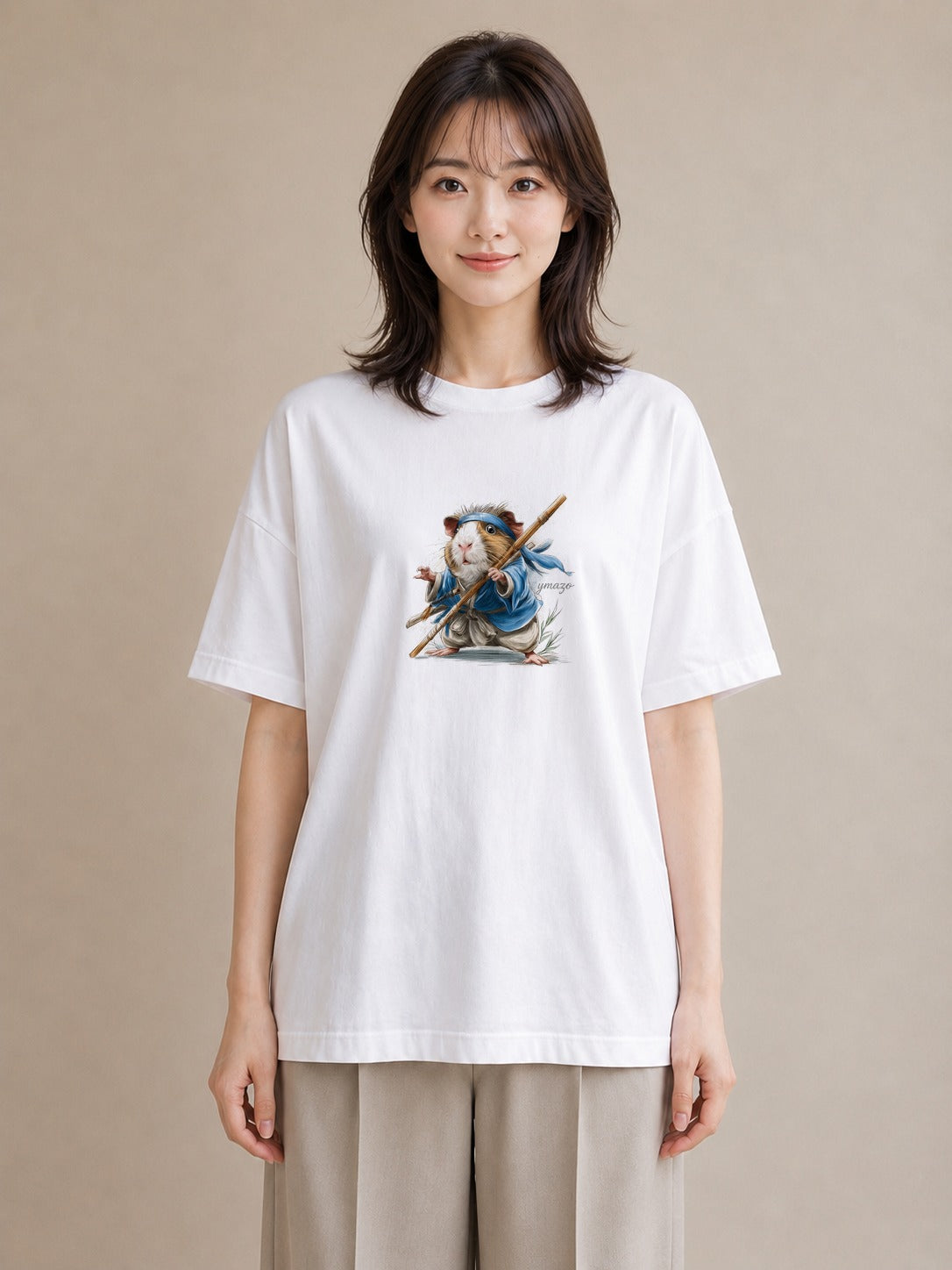 グラフィックTシャツ レディース ジャンガリアンハムスター ペット 動物 イラスト 淡色 部屋着 女性向けギフト 白T YMAZO