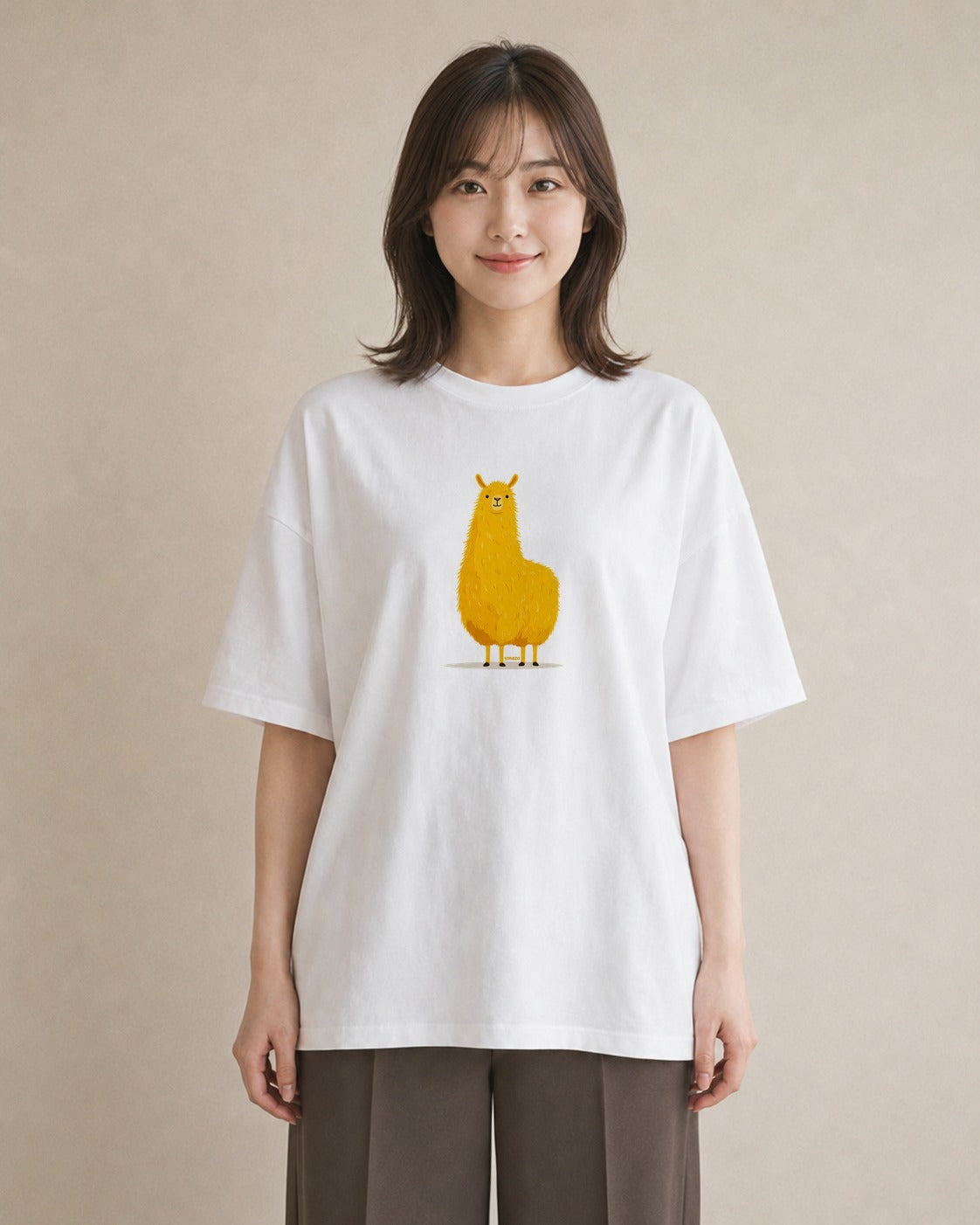 Tシャツ レディース アルパカ 動物 アニマル イラスト ゆるかわ ホワイトデー 春服 白T YMAZO