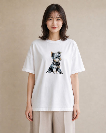 Tシャツ レディース ヨークシャーテリア 犬 いぬ イラスト ナチュラル 姉妹 送別ギフト 白T YMAZO