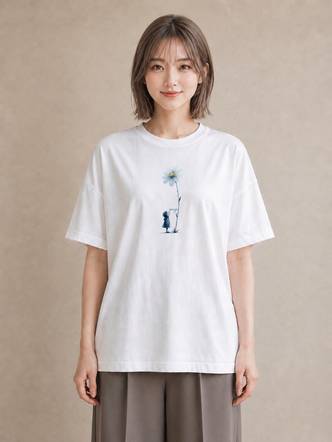 デザインTシャツ レディース マーガレット 花 花柄 イラスト ナチュラル 女子会 お揃い 白T YMAZO
