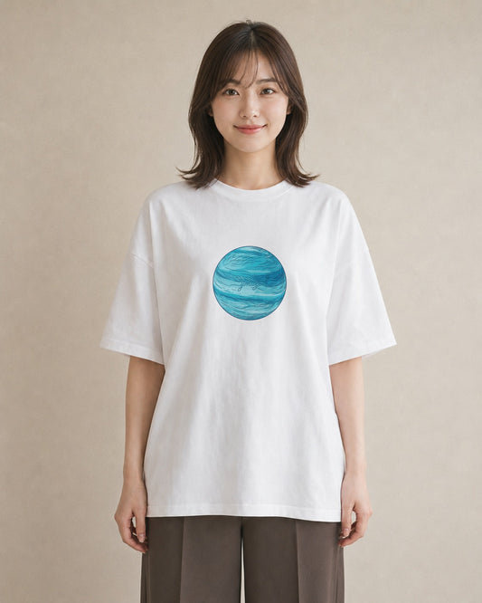 半袖Tシャツ レディース 土星 星空 宇宙 イラスト モード 夏コーデ 通学 白T YMAZO