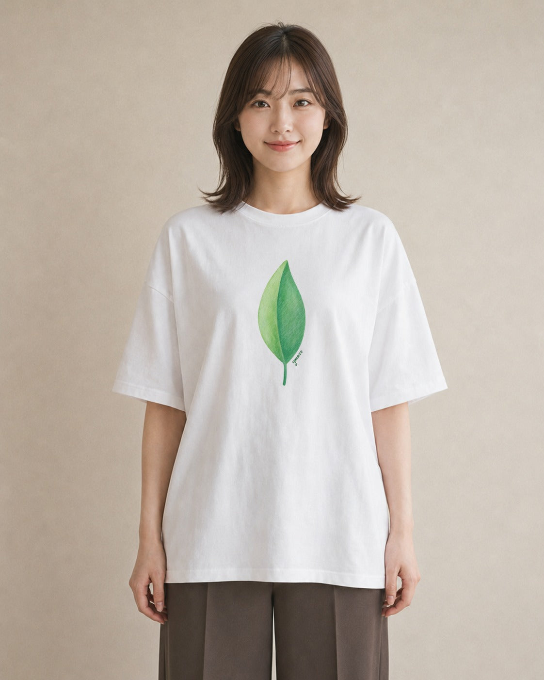 プリントTシャツ レディース シダ 植物 ボタニカル イラスト アート風 ビーチ デイリーウェア 白T YMAZO