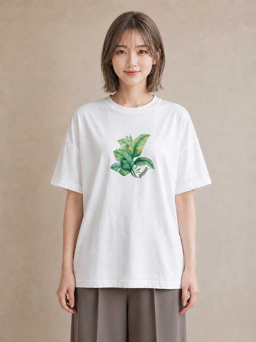 グラフィックTシャツ レディース ボタニカル 植物 イラスト 北欧風 デイリーウェア 休日 白T YMAZO