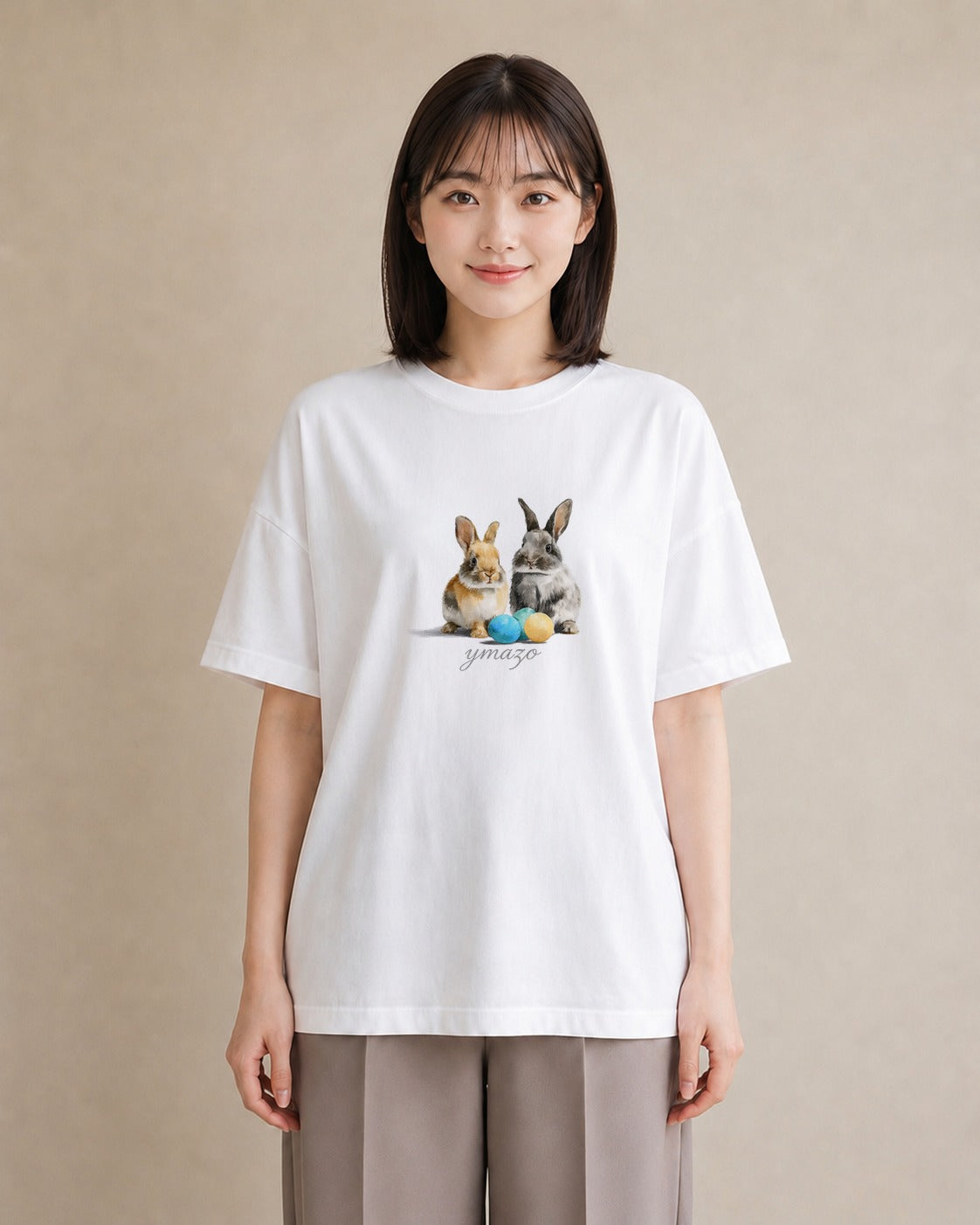 Tシャツ レディース ネザーランドドワーフ ペット 動物 イラスト アート風 おしゃれギフト 社会人 白T YMAZO