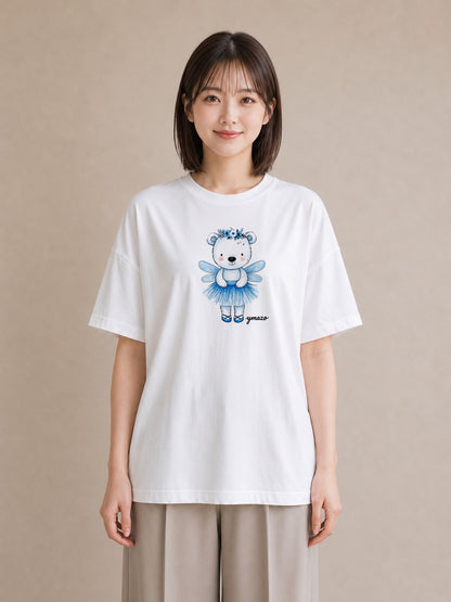 デザインTシャツ レディース しろくま 白くま 動物 アニマル イラスト きれいめカジュアル 在宅 公園 白T YMAZO