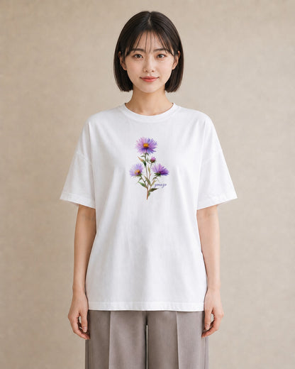 プリントTシャツ レディース スミレ 花 花柄 イラスト 水彩風 母の日 ビーチ 白T