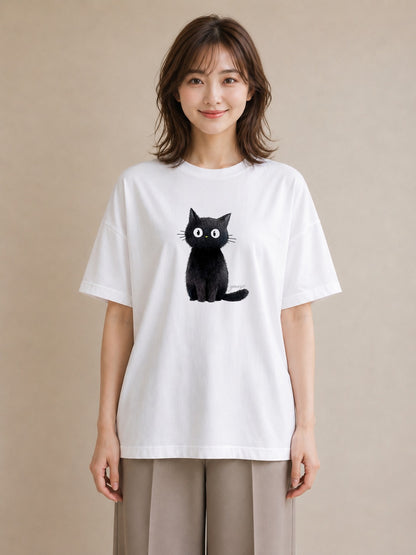 デザインTシャツ レディース ロシアンブルー 猫 ねこ イラスト ニュアンス 通勤 在宅 白T YMAZO