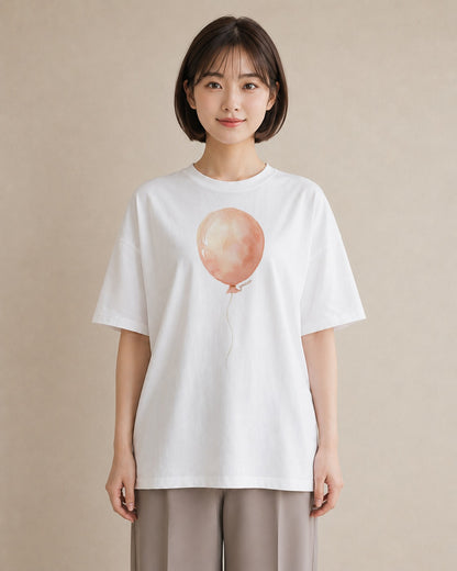 半袖Tシャツ レディース 紙風船 和紙 ナチュラル アンティーク イラスト 休日コーデ クリスマス 旅行 白T YMAZO