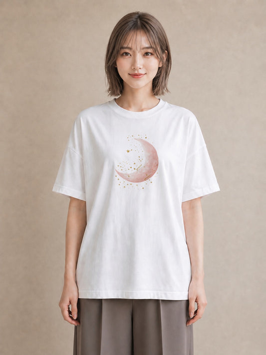 Tシャツ レディース 星空 宇宙 イラスト 可愛い ペアコーデ 秋コーデ 白T YMAZO