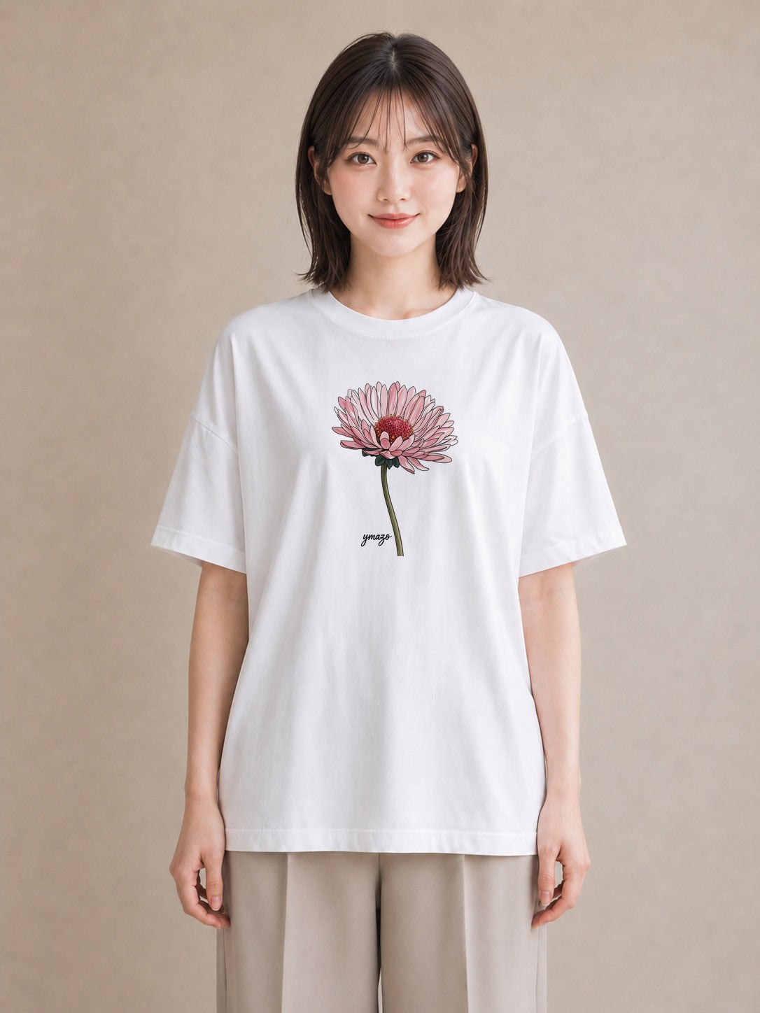 デザインTシャツ レディース たんぽぽ 花 花柄 イラスト 抜け感 ママ カフェ服 白T