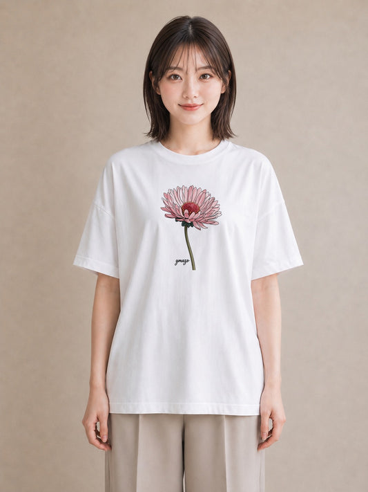 デザインTシャツ レディース たんぽぽ 花 花柄 イラスト 抜け感 ママ カフェ服 白T YMAZO