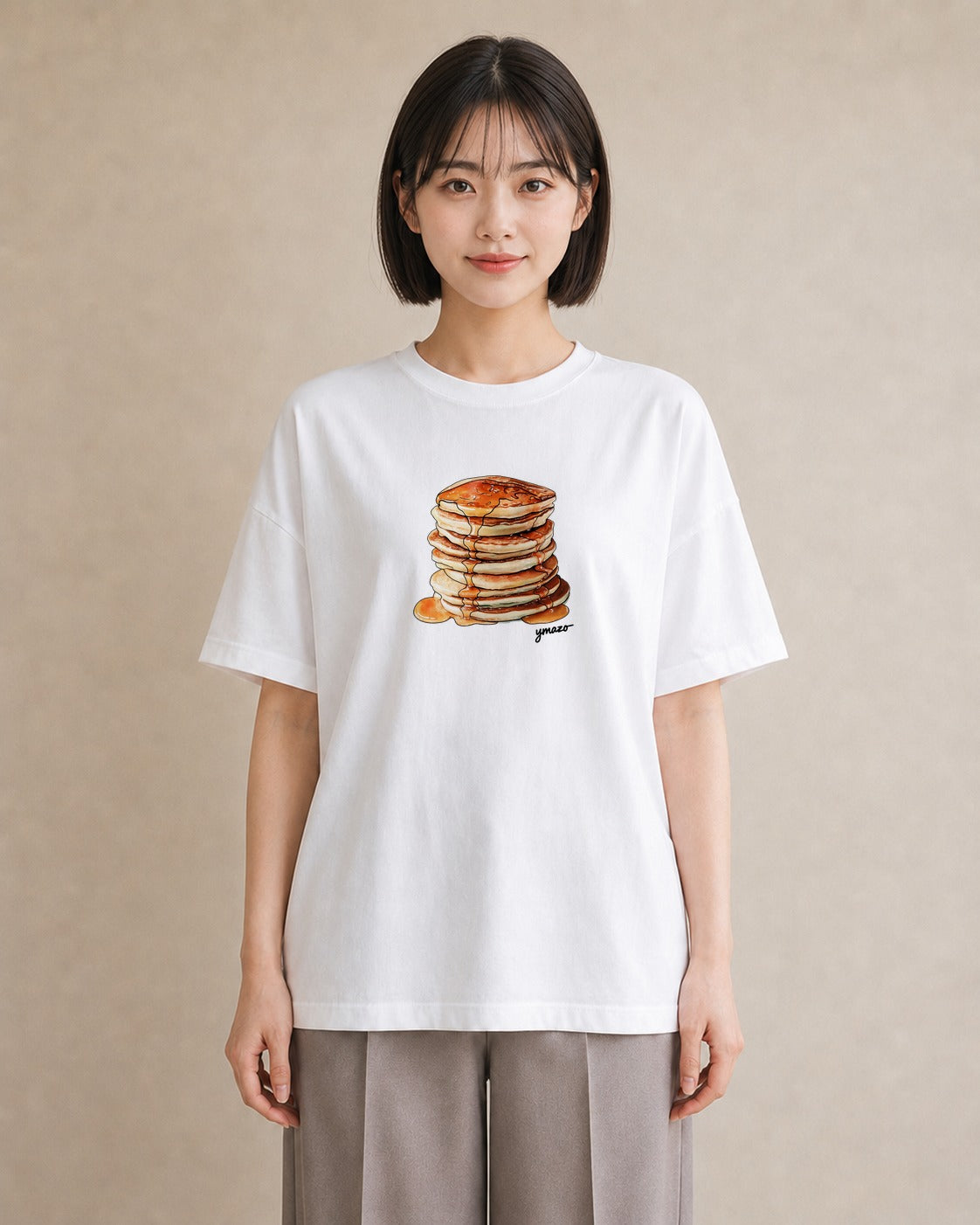 グラフィックTシャツ レディース 食パン 食べ物 フード イラスト ラフ 普段着 週末コーデ 白T YMAZO
