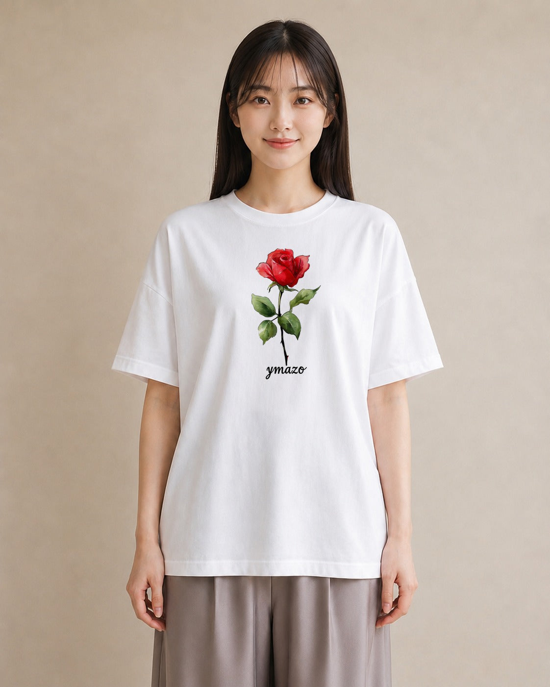 Tシャツ レディース バラ 薔薇 ローズ 花 花柄 イラスト 線画 クリスマス 旅行 白T