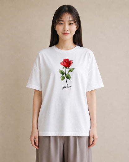 Tシャツ レディース バラ 薔薇 ローズ 花 花柄 イラスト 線画 クリスマス 旅行 白T