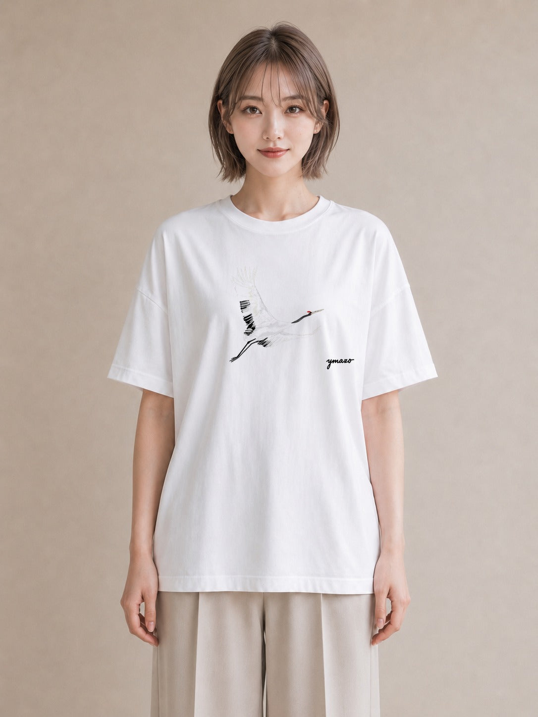 グラフィックTシャツ レディース ハクチョウ 動物 アニマル イラスト ボタニカル 海 カフェ巡り 白T YMAZO