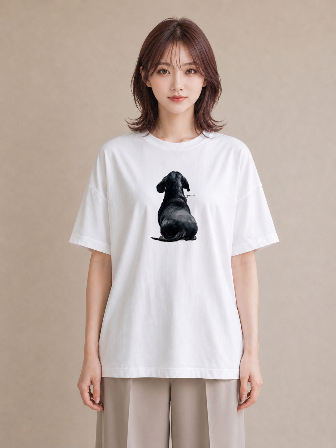 半袖Tシャツ レディース ミックス犬 犬 いぬ イラスト 韓国風 カジュアルコーデ 買い物 白T YMAZO