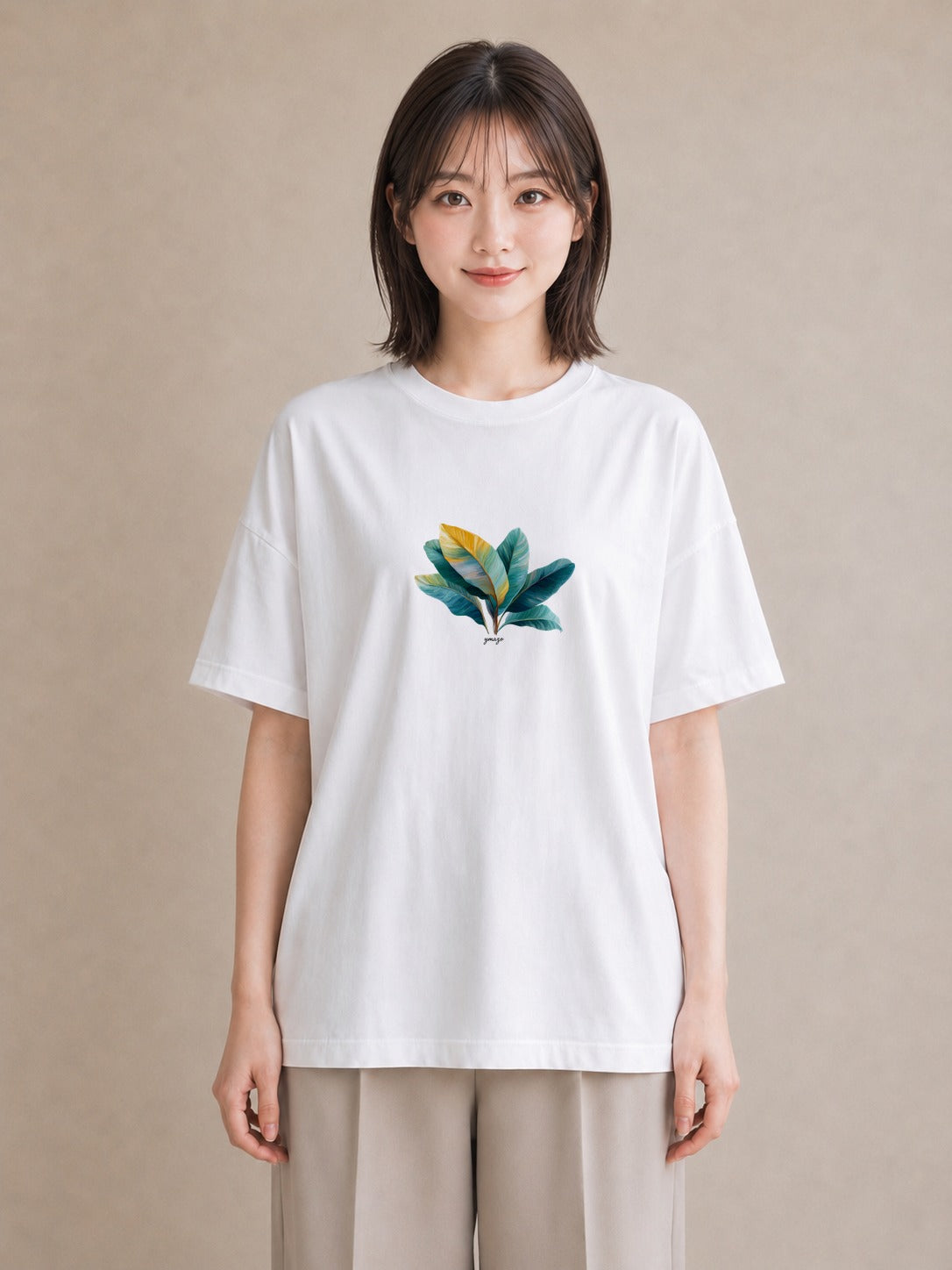 半袖Tシャツ レディース ボタニカル 植物 イラスト 可愛い お揃い 親子 白T YMAZO