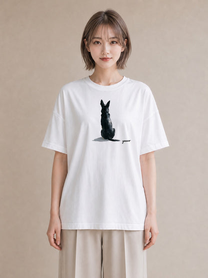 デザインTシャツ レディース 老犬 犬 いぬ イラスト モード お揃い 親子 白T YMAZO