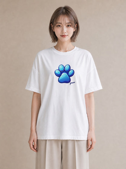 半袖Tシャツ レディース 肉球 猫 ねこ イラスト シック ママ カフェ服 白T YMAZO