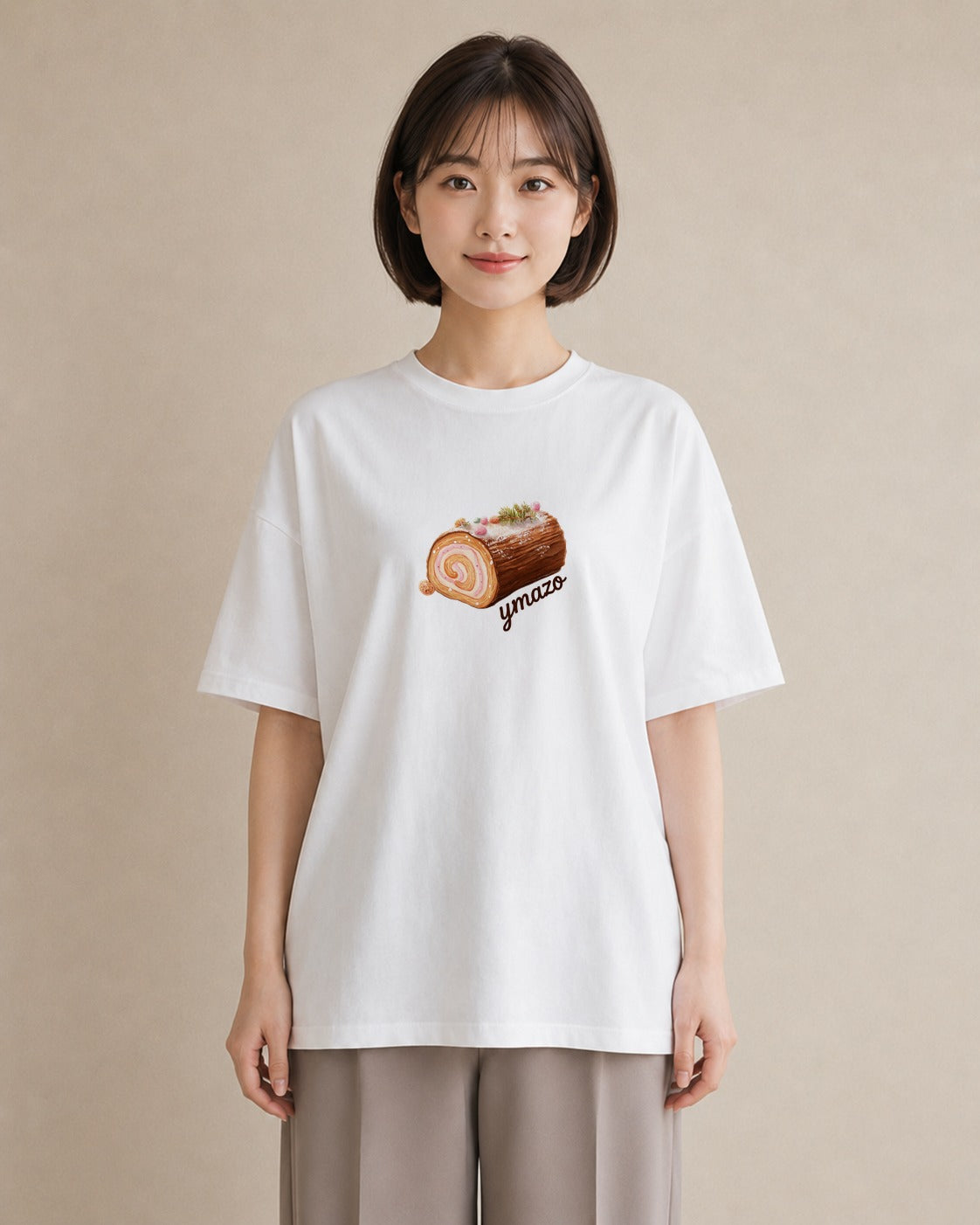 デザインTシャツ レディース あんみつ 食べ物 フード イラスト 休日 ペアコーデ 白T YMAZO