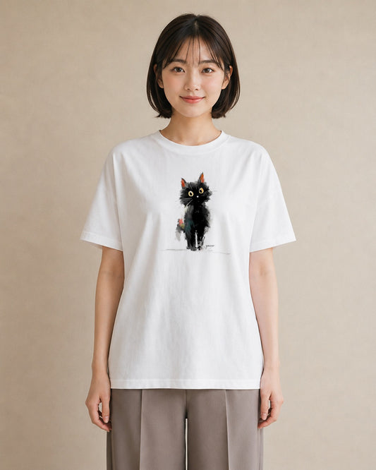 グラフィックTシャツ レディース ペルシャ 猫 ねこ イラスト お洒落 デート 帰省 白T YMAZO