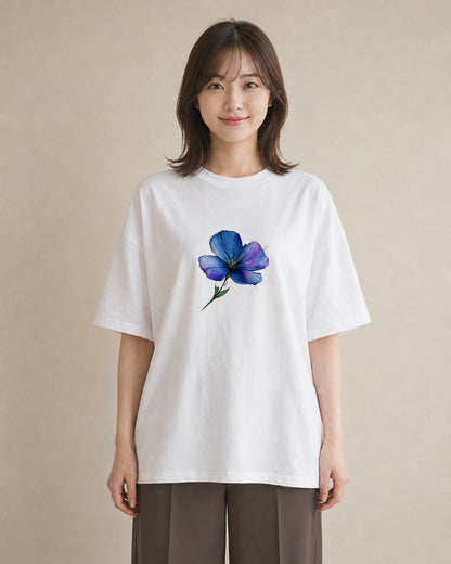 グラフィックTシャツ レディース スミレ 花 花柄 イラスト ラフカジュアル 部屋着 女性向けギフト 白T